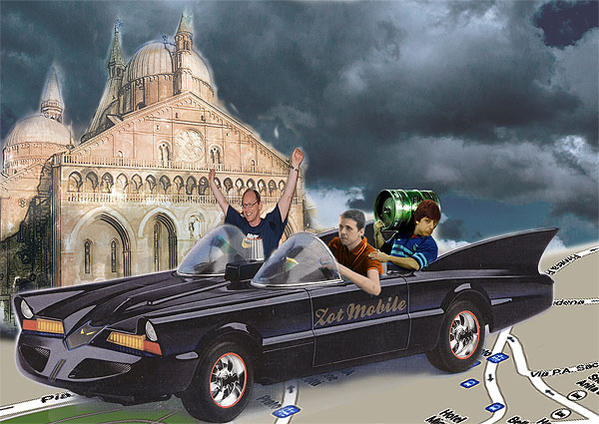 L'allegra brigata di ritorno dall'Octoberchess sulla Zot-mobile