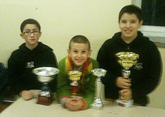 Andrea Gennari, 1° falco; Leonardo Testa, 1° Sparviero;  Riccardo Carraro, vincitore del torneo A