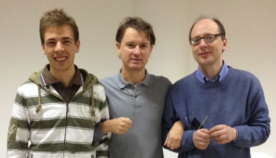 1° lampo Armageddon - i premiati. Da sinistra a destra, Marco Dai Zotti (2°), Antonio Roncato (1°), Enrico Danieli (3°)