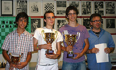 Alessio Boraso, terzo; Thomas De Bortoli, secondo; Giacomo Campagnola, primo; Nicola Pegoraro, organizzatore