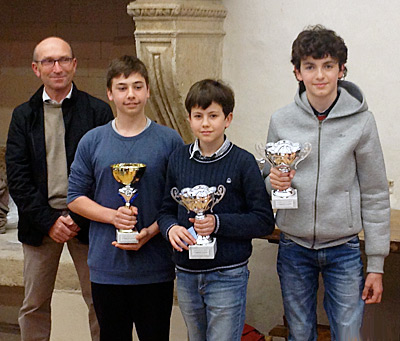 Enrico Zanotto, Filippo Bancila e Vittorio Casalini, primi classificati nel torneo A