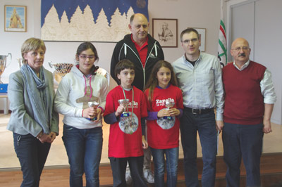 Scacchinquota - i premiati del torneo A femminile: Giulia Vittadello, Lisa Carino, Livia Fusco