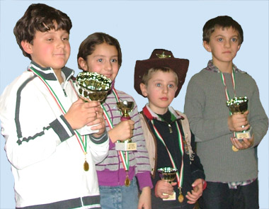  Riccardo Basso, 1°; Livia Fusco, 1^ bambina; Alberto Visonà, 3°; Tommaso Firoso, 2°