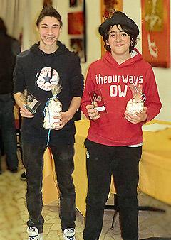 Marco Testolin e Jacopo Gennari festeggiano il terzo e secondo posto fra gli under 20