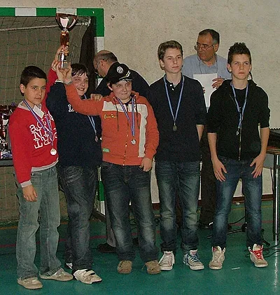 La squadra di Padova, seconda classificata nel torneo delle medie maschili, con i gemelli Simonetto e Tommaso Bergamasco