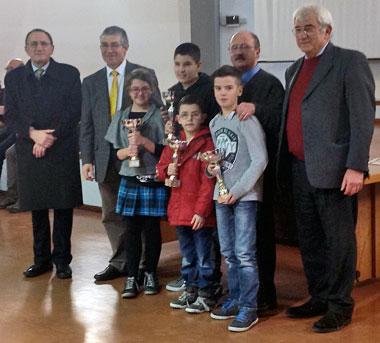 I campioni provinciali, tutti del CSVP: Zoe Feltrin (under 12 femminile); Jacopo Motterle (under 10), Enrico Pieropan (under 12) e in seconda fila RIccardo Carraro (under 14)