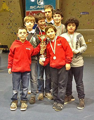 La squadra del CSVP che ha vinto il torneo  C. Da sinistra: Jacopo Motterle, Alberto Boraso, Milo Casarotto, Marco Marzari, Vittorio Casalini, Francesco Rutzittu