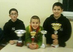 Andrea Gennari, 1° falco; Leonardo Testa, 1° Sparviero;  Riccardo Carraro, vincitore del torneo A